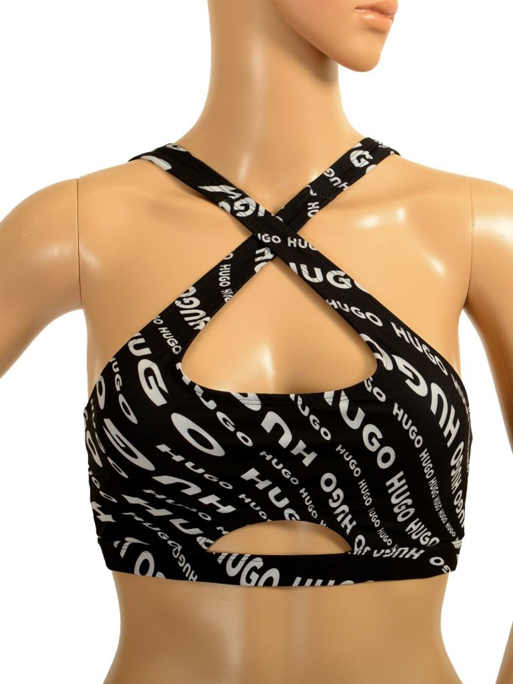 Hugo Boss Women's "SWIRLY BRALETTE" Logo Print Padded Swim Top Bra US XS IT 38